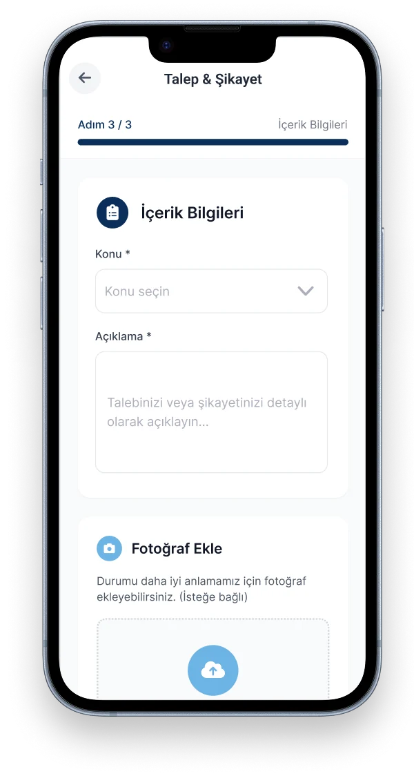 MEKİNSOFT E-Belediye - Şikayet ve Talep İçerik Detay Formu Ekranı