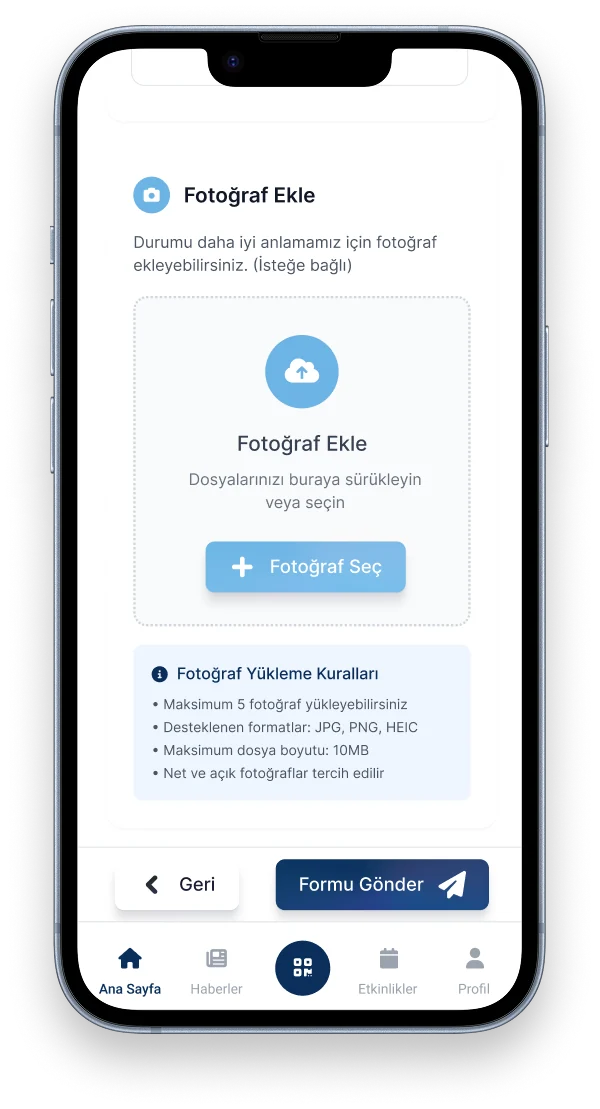 MEKİNSOFT Dijital Belediye - Fotoğraf ve Video Yükleme Görsel Kanıt Ekranı